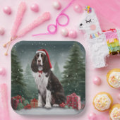 Springer Spaniel Hund in Schneeweihen Pappteller (Party)