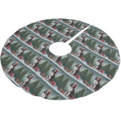 Springer Spaniel Hund in Schneeweihen Polyester Weihnachtsbaumdecke (Schrägansicht)