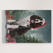 Springer Spaniel Hund in Schneeweihen Puzzle (Horizontal)