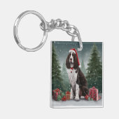 Springer Spaniel Hund in Schneeweihen Schlüsselanhänger (Vorderseite links)