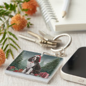 Springer Spaniel Hund in Schneeweihen Schlüsselanhänger (Vorderseite rechts)