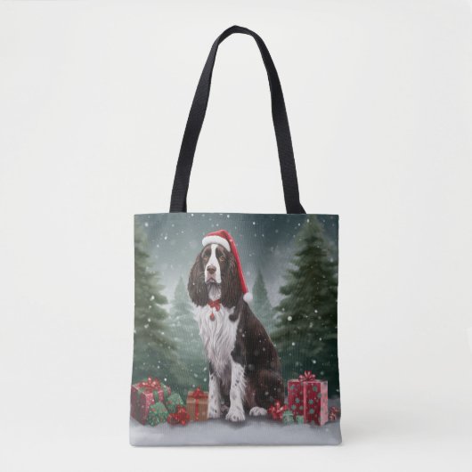 Springer Spaniel Hund in Schneeweihen Tasche (Vorderseite)