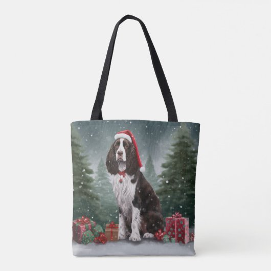 Springer Spaniel Hund in Schneeweihen Tasche (Rückseite)