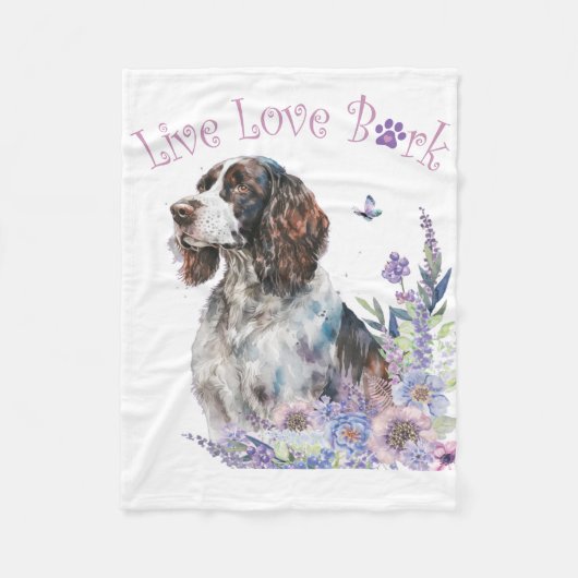 Springer Spaniel Hund Mama Floral Fleecedecke (Vorderseite)