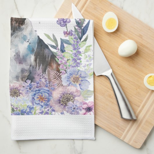 Springer Spaniel Hund Mama Floral Geschirrtuch (Viertel Falte)