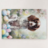 Springer Spaniel Hund mit Ostereier Urlaub Puzzle (Horizontal)