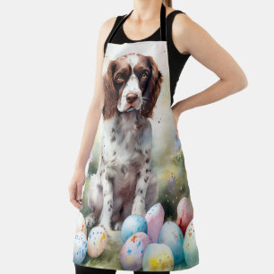 Springer Spaniel Hund mit Ostereiern Feiertag Schürze