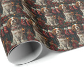 Springer Spaniel Hund mit Weihnachtsgeschenk Kamin Geschenkpapier (Rolleneckpunkt)