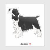 Springer Spaniel Hund Rasse Side View Silhouette Aufkleber (Blatt)