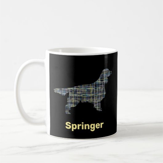 Springer Spaniel Hund Silhouette Gelb & Schwarz Gr Kaffeetasse (Links)