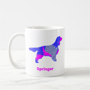 Springer Spaniel Hund Silhouette Hot Pink White Kaffeetasse