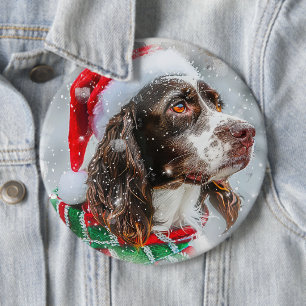 Springer Spaniel Hund Weihnachten Festlich Button