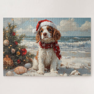 Springer Spaniel Hund Weihnachten Vintage Strand Puzzle