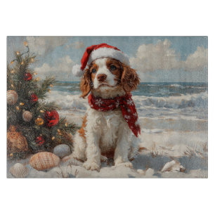 Springer Spaniel Hund Weihnachten Vintage Strand Schneidebrett