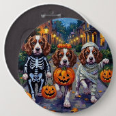 Springer Spaniel Hunde in Halloween-Kostümen Button (Vorne & Hinten)