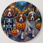 Springer Spaniel Hunde in Halloween-Kostümen Button (Vorderseite)