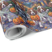 Springer Spaniel Hunde in Halloween-Kostümen Geschenkpapier (Rolleneckpunkt)