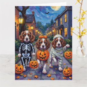 Springer Spaniel Hunde in Halloween-Kostümen Karte