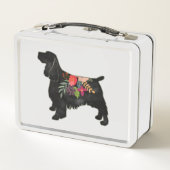 Springer Spaniel Hunde Rasse Bohemische Blütenblüt Metall Brotdose (Rückseite)