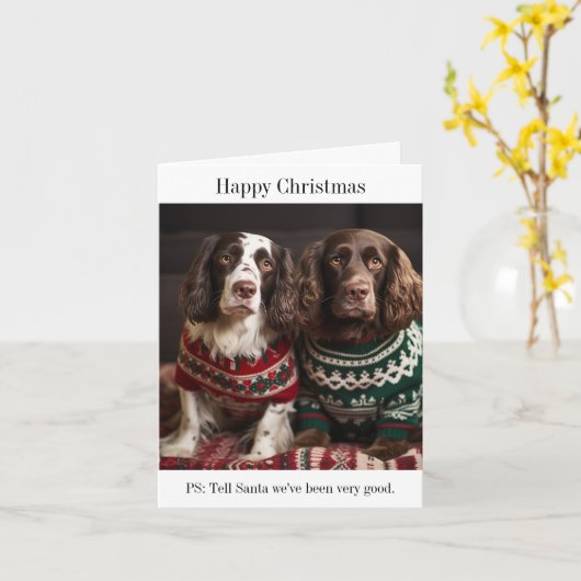 Springer Spaniel Hunde Weihnachtskarte Karte (Gelbe Blume)