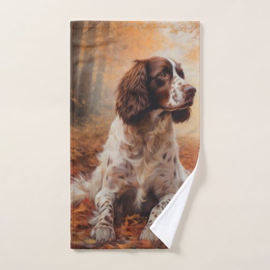 Springer Spaniel im Herbst Leaves Fall Inspiriert Badhandtuch Set (Handtuch)
