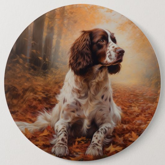 Springer Spaniel im Herbst Leaves Fall Inspiriert Button (Vorderseite)