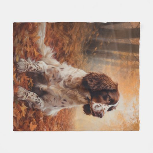 Springer Spaniel im Herbst Leaves Fall Inspiriert Fleecedecke (Vorderseite (Horizontal))