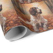 Springer Spaniel im Herbst Leaves Fall Inspiriert Geschenkpapier (Rolleneckpunkt)