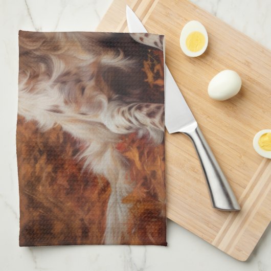 Springer Spaniel im Herbst Leaves Fall Inspiriert Geschirrtuch (Viertel Falte)