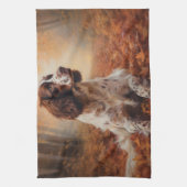 Springer Spaniel im Herbst Leaves Fall Inspiriert Geschirrtuch (Vertikal)