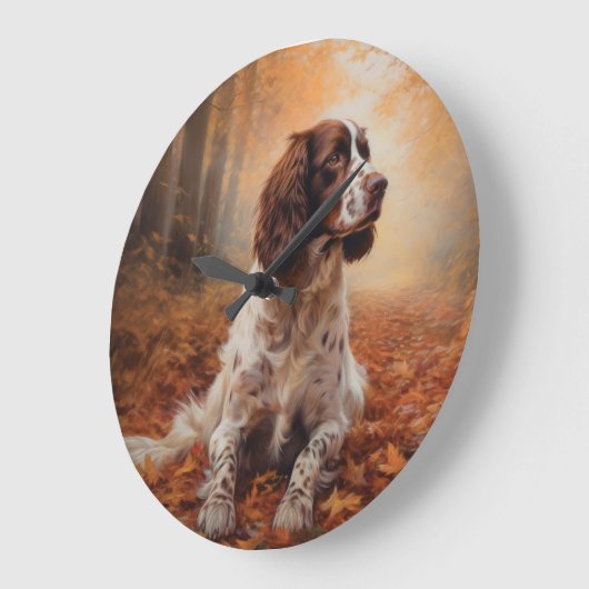 Springer Spaniel im Herbst Leaves Fall Inspiriert Große Wanduhr (Winkel)