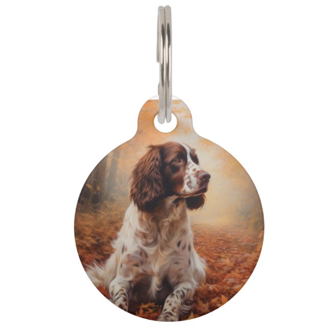 Springer Spaniel im Herbst Leaves Fall Inspiriert Haustiermarke (Vorderseite)