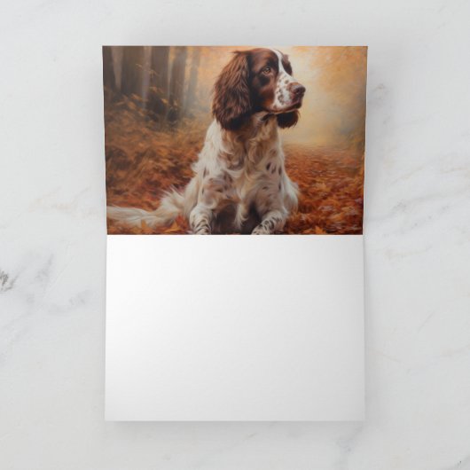 Springer Spaniel im Herbst Leaves Fall Inspiriert Karte (Innenseite)