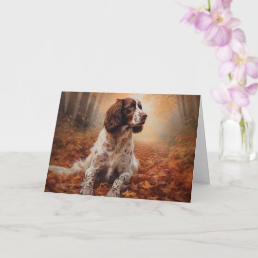 Springer Spaniel im Herbst Leaves Fall Inspiriert Karte (Orchidee)