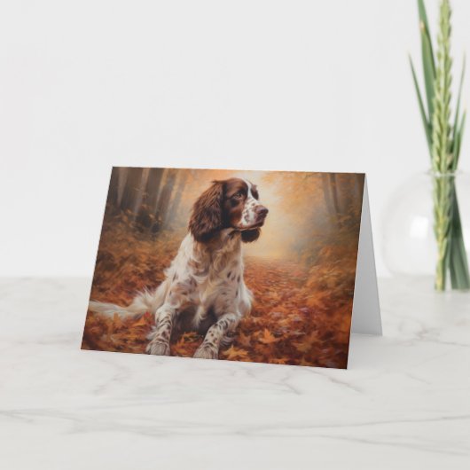 Springer Spaniel im Herbst Leaves Fall Inspiriert Karte (Vorderseite)