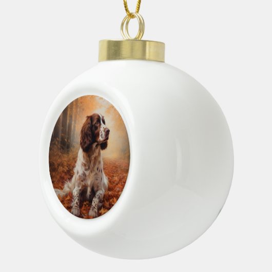 Springer Spaniel im Herbst Leaves Fall Inspiriert Keramik Kugel-Ornament (Rechts)