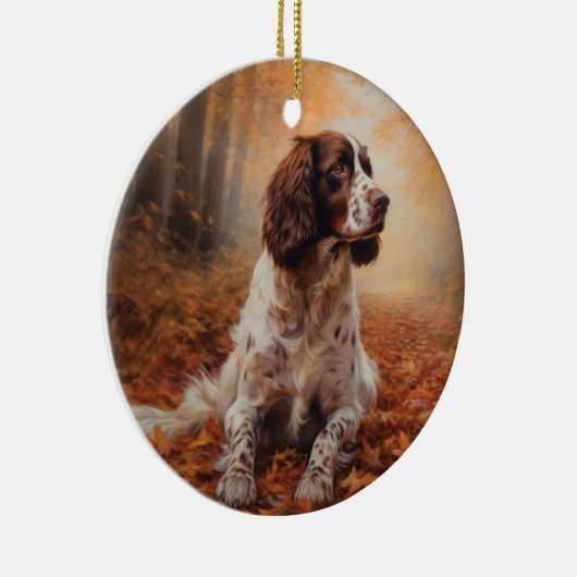 Springer Spaniel im Herbst Leaves Fall Inspiriert Keramik Ornament (Rechts)
