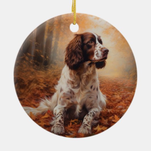 Springer Spaniel im Herbst Leaves Fall Inspiriert Keramik Ornament (Hinten)