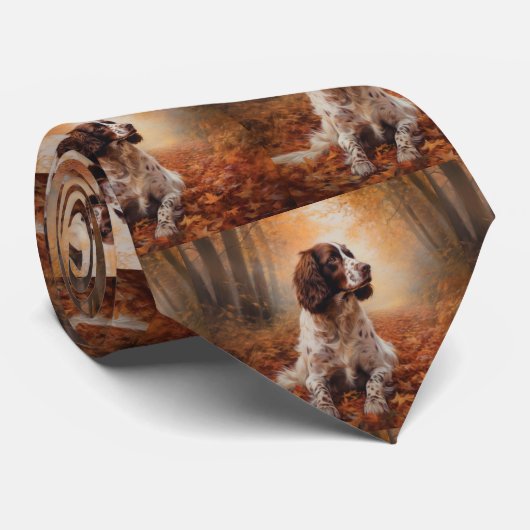 Springer Spaniel im Herbst Leaves Fall Inspiriert Krawatte (Gerollt)