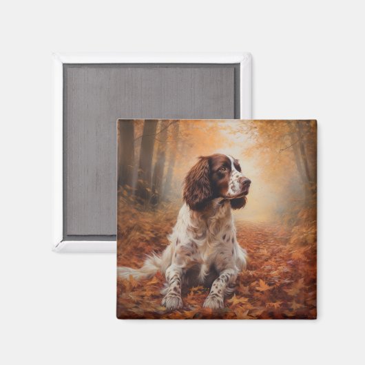 Springer Spaniel im Herbst Leaves Fall Inspiriert Magnet (Vorderseite/Rückseite)