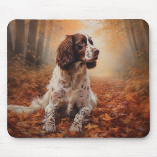 Springer Spaniel im Herbst Leaves Fall Inspiriert Mousepad (Vorne)