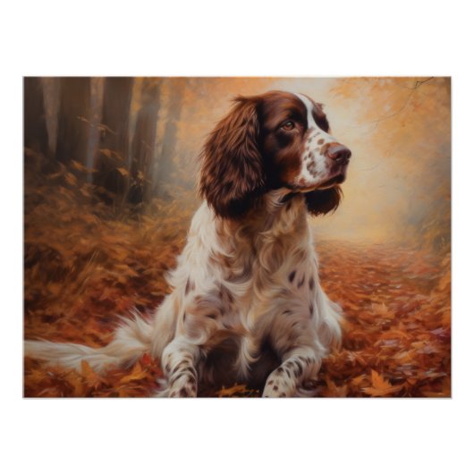 Springer Spaniel im Herbst Leaves Fall Inspiriert Poster (Vorderseite)