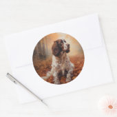 Springer Spaniel im Herbst Leaves Fall Inspiriert Runder Aufkleber (Umschlag)