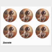 Springer Spaniel im Herbst Leaves Fall Inspiriert Runder Aufkleber (Blatt)