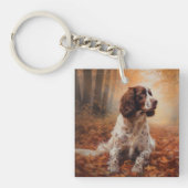 Springer Spaniel im Herbst Leaves Fall Inspiriert Schlüsselanhänger (Vorderseite)