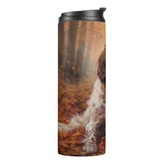 Springer Spaniel im Herbst Leaves Fall Inspiriert Thermosbecher (Nach links gedreht)