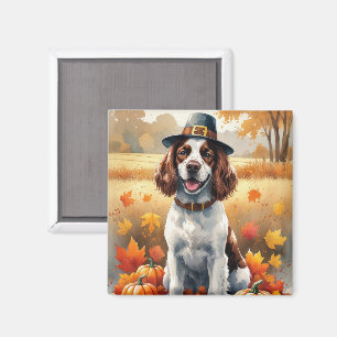 Springer Spaniel im Herbstlaub Thanksgiving Kunst Magnet
