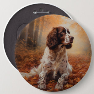 Springer Spaniel im Herbstlaubfall inspiriert Button