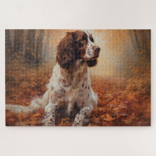 Springer Spaniel im Herbstlaubfall inspiriert Puzzle