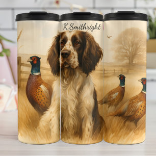 Springer Spaniel Jagdhund mit Fasaniern Thermosbecher